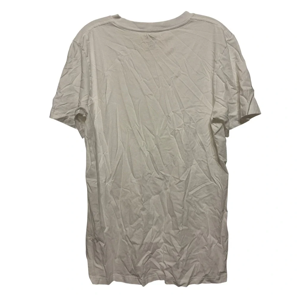 Jockey StayNew White V-Neck T-Shirt 100% Cotton Short Sleeve Basic Tee Medium